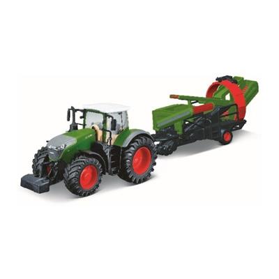 Bburago-groen-traktor-med-groen-cultivator