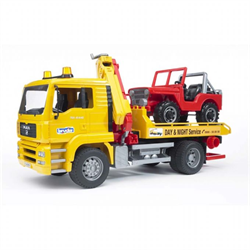 Bruder - MAN TGA Autohjælp Lastbil m. 4x4 Jeep