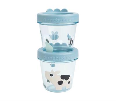 Done by Deer - Baby Food Container 2-Pack Tiny Farm (Blue)