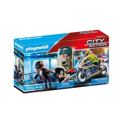 Playmobil City Action - Politimotorcykel: Forfølgelse af pengerøveren