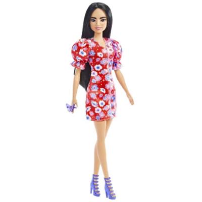 Barbie Fashionsistas - Dukke med Rød Blomstret Kjole