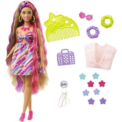 Barbie Totally Hair - Dukke (Stribet Kjole)