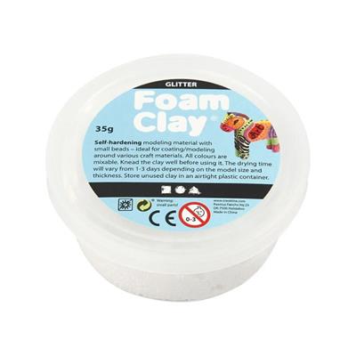 Foam Clay Hvid glitter
