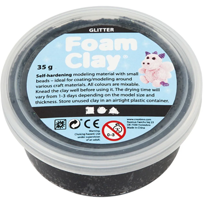 Foam Clay - Modellervoks (Sort Glitter)
