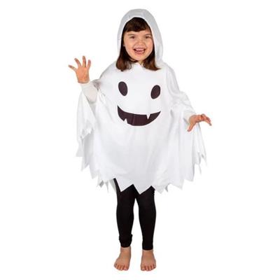 Hvid Spøgelses Poncho Med Hætte (2-3 år)