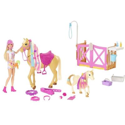 Barbie - Legesæt Dukke og Heste (Groom N Care)