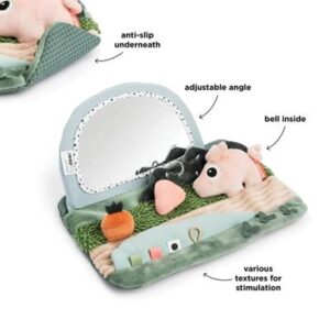 Done by Deer - Tummy Time Sensorisk Spejl Tiny Farm (Farvemix)