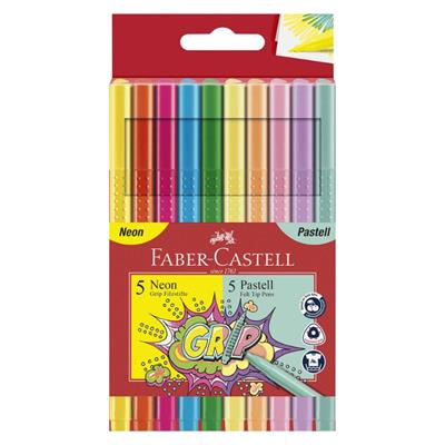 Faber Castell - Tusser Grip 10 stk. Pastel & Neon