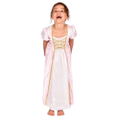 Lyserød velour-prinsessekjole (110-116) foran