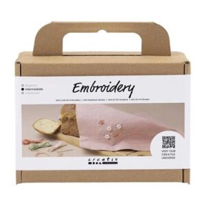 Mini DIY Kit - Broderi Stofserviet (Støvet Rosa)