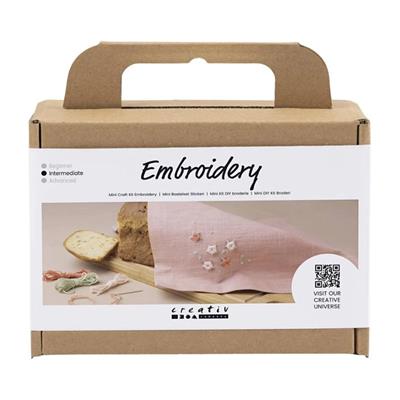 mini-diy-kit-broderi-stofserviet-stoevet-rosa Mini DIY Kit - Broderi Stofserviet (Støvet Rosa)