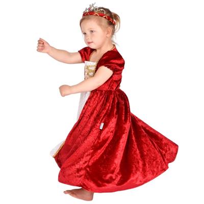 Rød velour-prinsessekjole 98-104